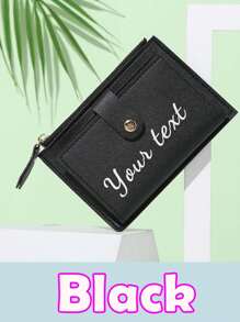 Billetera mini con cremallera personalizada - Portacartas y estuche para identificación con texto personalizado, regalo perfecto para la novia, anti-pérdida para el Día de San Valentín