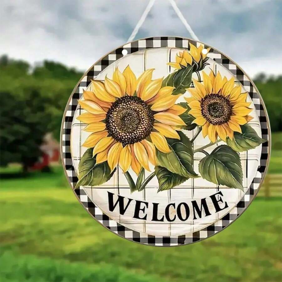 1pc Vintage Sunflower Welcome Sign Wooden Hanging Sign, Handmade Wooden Wall Hanging For Home And Party Decoration Indoor Outdoor Door Frame Hanging Sign Decoration