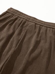 1 pieza Pantalones informales de pana recta de estilo retro para hombre, caqui