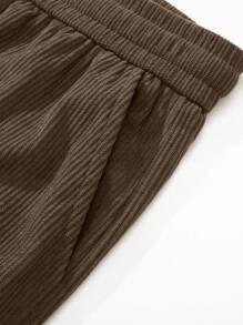 1 pieza Pantalones informales de pana recta de estilo retro para hombre, caqui