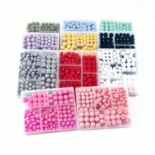 110PCS/盒硅胶珠同色系列各种尺寸圆珠扁豆珠多面体组合珠和珠子用于制作珠宝、DIY 手链、项链、耳环、钥匙扣、手机挂件和派对礼品配件 - 彩色 - 查看 4