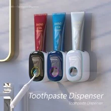 1pc Toothpaste Dispenser, Wall Mounted Automatic Toothpaste Squeezer Suitable For Children And Adults, Wall-Mounted Toothpaste Squeezer Without Drilling, Bathroom Accessories Without Electricity - Excellent Gift For Mothers - White - View 1