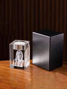 Custom 2D Photo Candle Holder, 2D Crystal Photo Engraving, Personalized Crystal Tea Light Candle Holder, Commemorative Candle Holder, Custom's Day, Mother's Day, Personalized Gifts