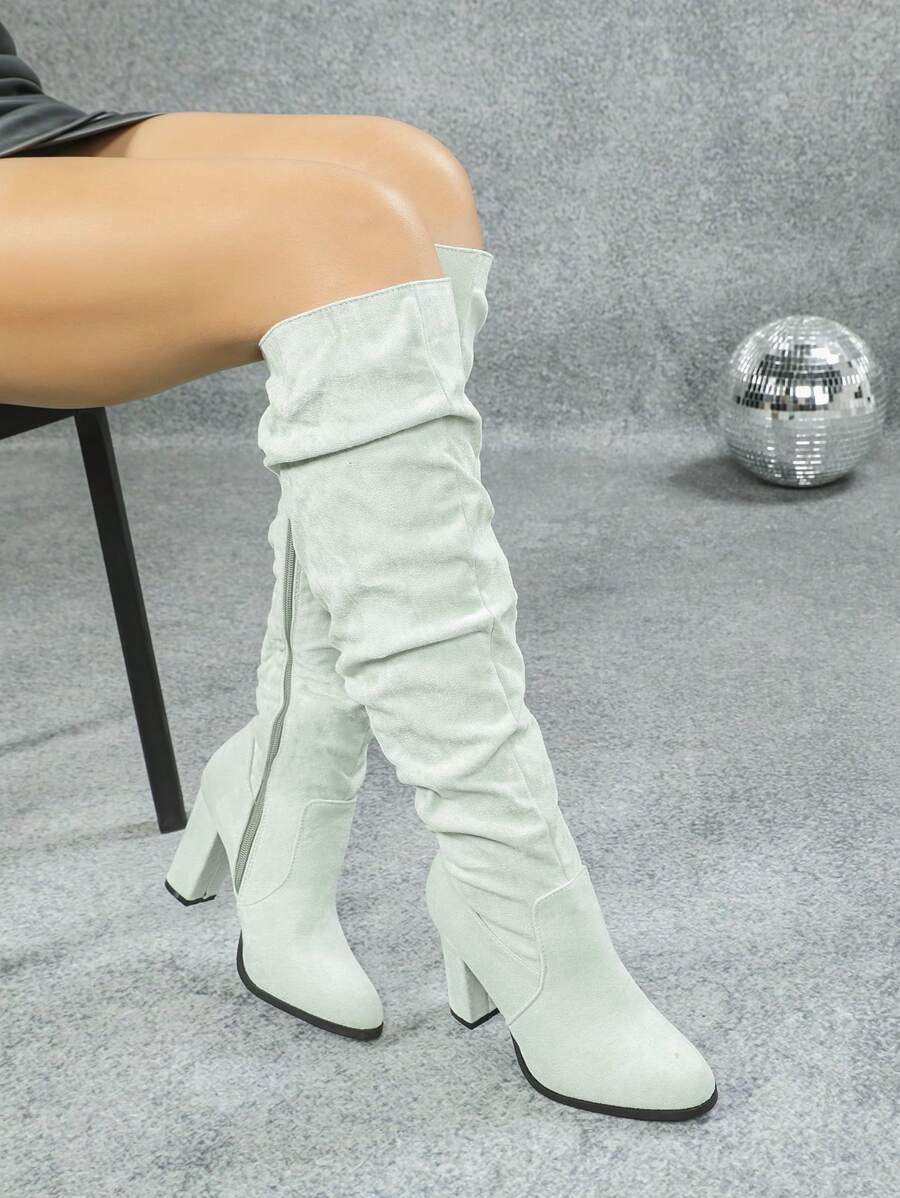 Women's Slim High Boots 2024 Autumn/Winter New Style Round Toe, Side