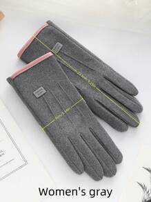1 Pair Outdoor Sports Cycling Hiking Thermal Lined Gloves, Windproof & Warm For Men And Women In Winter - Multicolor - View 5