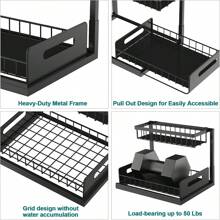AXOSY-Under Sink Organizer And Storage, 2 Tier Pull Out Under Sink Storage For Bathroom Kitchen Sturdy Metal Bathroom Storage - 灰色 - 查看 3