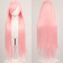 100厘米超长直发角色扮演假发耐热合成发动漫派对假发黑蓝粉绿黄红金假发适合圣帕特里克节 - 彩色 - 查看 25