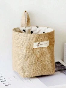1pc Linen Storage Hanging Bag, Wall Mounted Door Back Organizer Pouch For Bathroom, Desktop, Clutter,Basket,Gift Basket,Basket For Gifts,Wall Basket,Mini Velvet Basket,Storage And Organizer Bins,Makeup Basket,Living Room,Room Basket,Rope Plant Hangers, Wood Rattan Geometric Baskets, NaturalMix Metal Frame Accents For Coastal Garden Decor