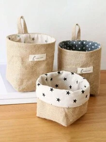 1pc Linen Storage Hanging Bag, Wall Mounted Door Back Organizer Pouch For Bathroom, Desktop, Clutter,Basket,Gift Basket,Basket For Gifts,Wall Basket,Mini Velvet Basket,Storage And Organizer Bins,Makeup Basket,Living Room,Room Basket,Rope Plant Hangers, Wood Rattan Geometric Baskets, NaturalMix Metal Frame Accents For Coastal Garden Decor
