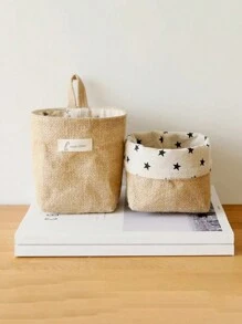 1pc Linen Storage Hanging Bag, Wall Mounted Door Back Organizer Pouch For Bathroom, Desktop, Clutter,Basket,Gift Basket,Basket For Gifts,Wall Basket,Mini Velvet Basket,Storage And Organizer Bins,Makeup Basket,Living Room,Room Basket,Rope Plant Hangers, Wood Rattan Geometric Baskets, NaturalMix Metal Frame Accents For Coastal Garden Decor