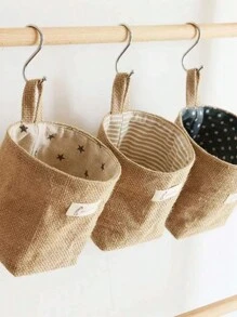 1pc Linen Storage Hanging Bag, Wall Mounted Door Back Organizer Pouch For Bathroom, Desktop, Clutter,Basket,Gift Basket,Basket For Gifts,Wall Basket,Mini Velvet Basket,Storage And Organizer Bins,Makeup Basket,Living Room,Room Basket,Rope Plant Hangers, Wood Rattan Geometric Baskets, NaturalMix Metal Frame Accents For Coastal Garden Decor