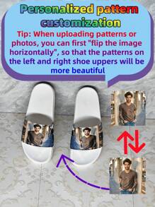 Customized Men's Slippers With Personalized Patterns, Photos, Or Logos. Suitable As Gifts For Family, Friends, Customers. For Events, Holidays, Beach, Hotel, Home Use