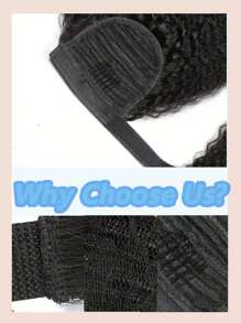 卷曲直马尾接发巴西未加工柔软天然人发环绕式马尾接发女士卷曲 Yaki 直马尾自然发 - Natural Black - 查看 6