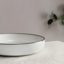 Richmount 4-Piece Large Pasta Bowls Set, 8.5 Inch Stoneware Salad Bowl Set Of 4, Reactive Glaze Stoneware Pasta Bowls - Snowy White - 查看 3