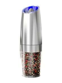 CLITON Gravity Electric Salt And Pepper Grinder Set, Adjustable Coarseness, Battery Powered With LED Light, One-Handed Automatic Operation, Upgraded Large Capacity, Stainless Steel Black, Gravity Electric Salt And Pepper Mill, Automatic Grinder With LED Light, Battery Powered, Adjustable Coarseness, One-Handed Operation, Christmas Gift, Creative Kitchen Gadget Gift