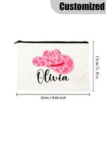 Customized Cowgirl Name Makeup Bag - Bachelorette Party Gift, Lightweight And Durable Polyester Zipper Cosmetic Bag, Convenient For Travel And Storage - Beige - View 6