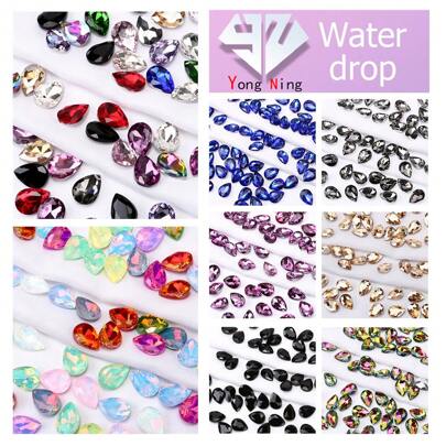 20PCS 1cm*1.4cm Water Drop Glass Art Rhinestone Crystal Glitter Diamond Non HotFix Flatback 3D Decorations Craft Accessories Crafters DIY Enthusiasts - Ornamental Fashion Suitable For Art Made From Glass - Suitable For Decorate Customize Personaliz
