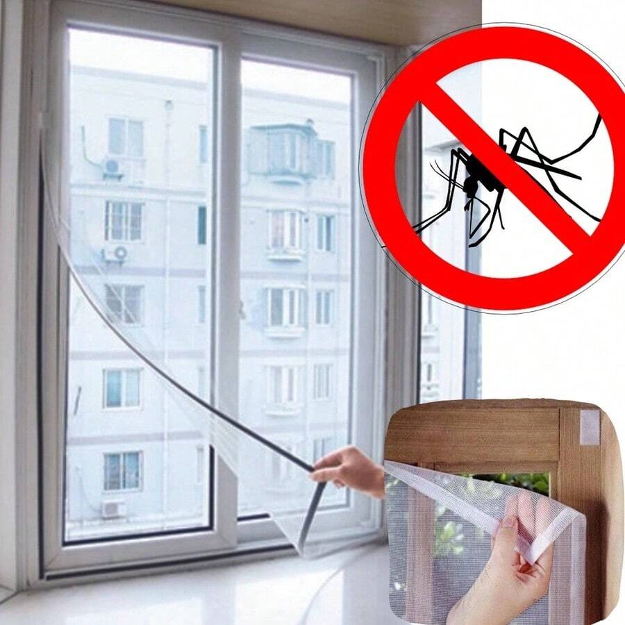 Tela Mosquiteiro 1,30 x 1,50 m Anti-inseto Mosquito Janela Com Autocolante - Aleatória - Visão 1