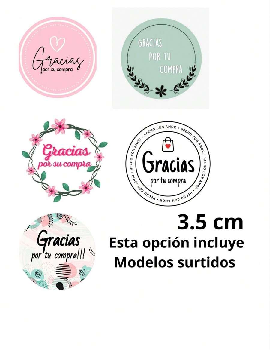 120 Circular Labels Thank You For Your Purchase Adhesive Labels - Multicolor - View 1