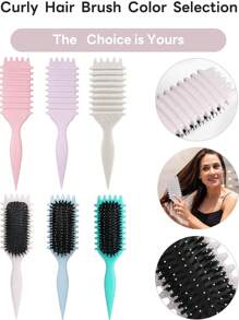 Hair brushes-EU+UK 2025新款卷发造型梳 - 男女通用防毛躁顺滑卷发梳，不拉扯头发，轻松打造完美卷发和波浪。适用于理发店、美容院、返校季、旅行度假等场合。女士美发配件，包括梳子、直发梳、木梳、卷发梳等。美发造型工具，适用于发型设计、美发、梳子、梳子套装、卷发梳、直发梳、女士梳子、美发配件、理发店等。 - 彩色 - 查看 4