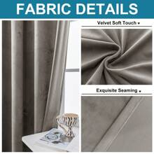 CYCMACO 2 Piece Velvet Indoor Curtains, Modern Bedroom Blackout Curtains With Eyelets, Cold Insulating Thermal Curtain For Living Room Lounge Children's Room - 駝色 - 查看 5