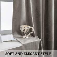 CYCMACO 2 Piece Velvet Indoor Curtains, Modern Bedroom Blackout Curtains With Eyelets, Cold Insulating Thermal Curtain For Living Room Lounge Children's Room - 駝色 - 查看 7