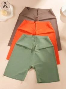 Aofeiqike Set de 3 pantalones cortos de seguridad para mujeres con estilo europeo y americano de alta calidad, pantis de cintura alta con diseño sin costura, transpirables y sexys - Multicolor - Ver 11