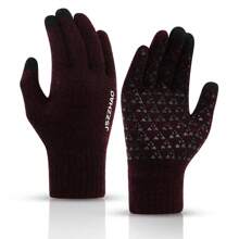 1 Pair Winter New Pineapple Pattern Faux Cashmere Full Finger Touchscreen Knitted Warm Thick Gloves, Fashion