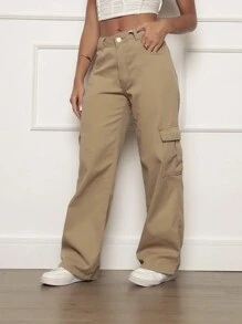 Women's Wide Leg Cargo Jeans Pants Casual Fashion Blogger