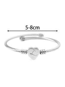 1 Pc Initial Bracelet For Girl Heart Capital Letter Initial Bracelet For Girl Adjustable Heart Alphabet Letter Bracelet Jewelry Gifts For Girl