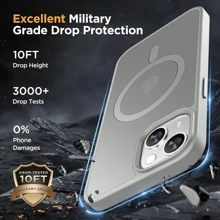 适用于 iPhone 16/15/14/13/12/11 系列的磁性系列 [兼容 MagSafe] [带 2 个屏幕保护膜] 军用级保护，防指纹，超薄设计手机壳，适用于 iPhone 适合家人、朋友、孩子、生日、春季、节日、男朋友、女朋友、情人节的礼物 - 灰色 - 查看 3