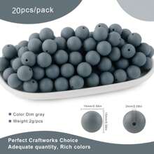 30 peças/20 peças 12mm/15mm Contas de Silicone, Usadas para Fabricação de Chaveiros, Contas Solta de Silicone para Fabricação de Pulseiras e Colares, e Contas de Silicone Circular para Canetas