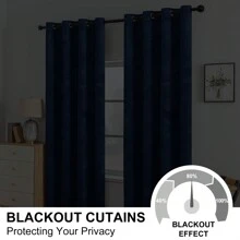CYCMACO 2 Piece Velvet Indoor Curtains, Modern Bedroom Blackout Curtains With Eyelets, Cold Insulating Thermal Curtain For Living Room Lounge Children's Room - 藏蓝色 - 查看 4
