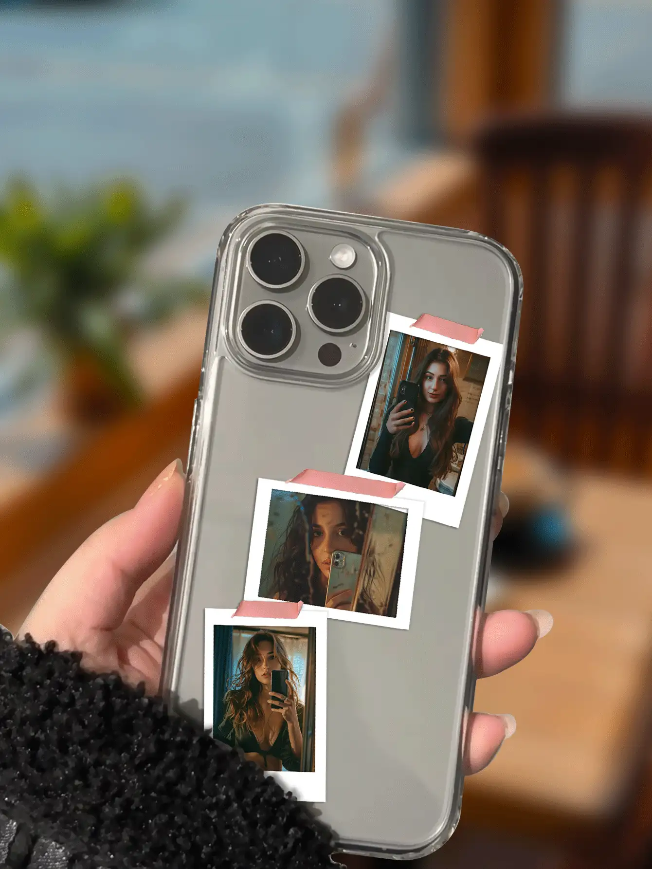 1 pieza Funda de teléfono transparente personalizada con collage de fotos compatible con iPhone 16/16Pro/16ProMax/16Plus y modelos similares, adecuada para parejas, familia, padres, niños, mascotas, amigos