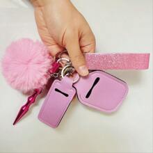 Leather Wristlet Kubaton Key Ring For Self Defense Glitter Wristlet Key Chain Set Personalized Lip Balm Holder Neoprene Keychain - Multicolor - View 4