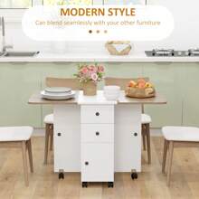 HOMCOM Folding Dining Table For 4-6, Rolling Drop Leaf Table With Storage Drawers, Cabinet And Open Shelf, Extendable Kitchen Table On Wheels - 咖啡棕 - 查看 4