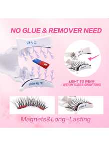 1Pair Magnetic Eylashes Fox Eye Lashes Natural Look Wispy Magnetic Lashes End Eye Elongated Glue-Free Eyelash Extension Set Reusable False Eyelash Kit With Applicator Wear No Glue Needed And No Makeup Remover Eye Lash Easy To Wear Suitable For Everyday Use