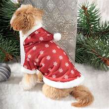 Green And Red Snowflake Hooded Coats For Dogs Keep Them Warm And Stylish In Winter - Red - View 4