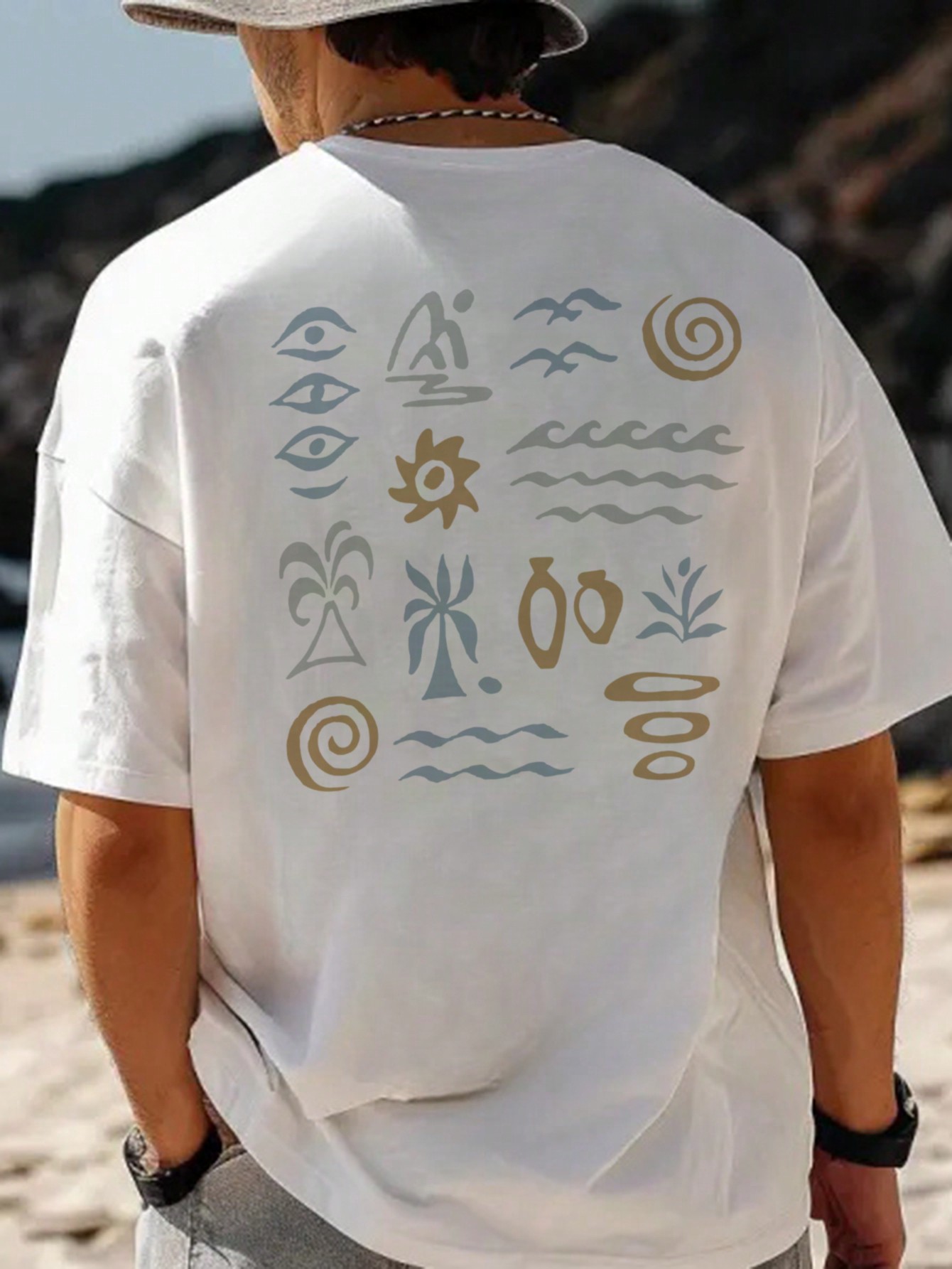 Men's Simple Botanical Print Round Neck Short Sleeve Casual T-Shirt