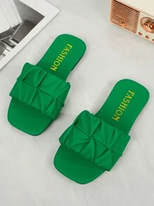 儿童时尚户外凉鞋，方头平底鞋，单带凉鞋，新款女童鞋，时尚沙滩拖鞋，夏季 - 綠色 - 查看 5
