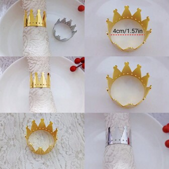 4 件/5 件/6 件/8 件金属皇冠餐巾环，酒店/家庭厨房餐桌装饰，宴会派对用品，适合所有季节