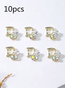 Gold Letter D Nail Charms Full Rhinestone 10pcs 3D Alloy Flash Nail Art Decorations DIY For Girls Nail Gems Nail Supplies For Versatile DIY Accessories Adorn Nails Shoes Clothes Bags More - Multicolor - View 13