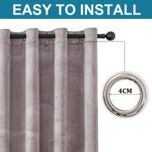 CYCMACO 2 Piece Velvet Indoor Curtains, Modern Bedroom Blackout Curtains With Eyelets, Cold Insulating Thermal Curtain For Living Room Lounge Children's Room - 紅色 - 查看 6