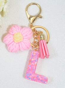 1pc English Letter Keychain, Charm Key Chain With Butterfly Tassel Decor, Popular In Europe And America Gift Souvenir Car Accessories Bag Charm Backpack For School