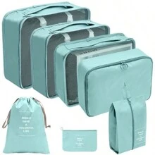 7 Pieces Travel Organizer Storage Bags Suitcase Portable Packing Luggage Clothes Shoes Bag - màu đen - Xem 2