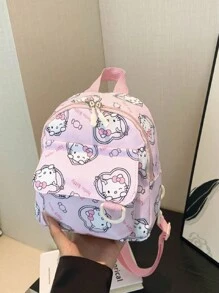 Sanrio Zaino stampato con personaggi dei cartoni animati Hello Kitty, Kuromi, Cinnamoroll, un pezzo, borsa da viaggio casual per donne