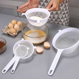 3pcs Kitchen Mesh Strainers With Handles - Cooking Tools For Sifting And Filtering, Christmas Baking Accessories