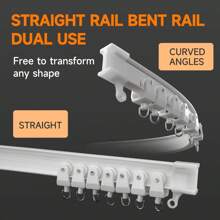 1 Set Of Flexible PVC Curtain Tracks, Shower Curtain Tracks, And Curtain Decoration Tracks That Are Easy To Install. Multiple Forms Of Shower Curtain Tracks, Curtain/Shower Curtain Track Accessories, And Shower Curtain Rods Are Available Home Bathroom Decor Fall Decor Bathroom Accessories Back To School