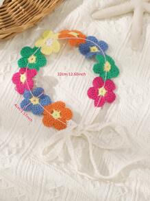 1 buc. Bentiță de păr tricotată cu motive de floarea soarelui în stil boho, potrivită pentru călătorii, purtare zilnică și ședințe foto, bandă de păr cu turban, bandă de transpirație, bandă de păr