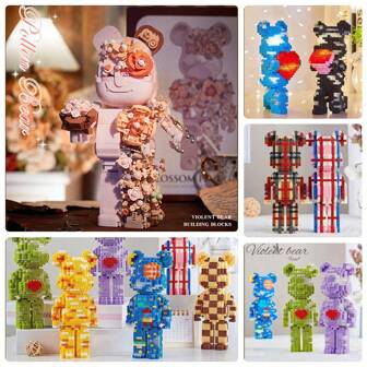 Rose Confession Brave Strongman Building Block Figurine, Made Of ABS Material Desk Home Decor Block Sculpture, Premium Gift Idea For Mother's Day, Christmas, Valentine's Day, Birthday, 12*12*20cm Acrylic Dustproof Cover